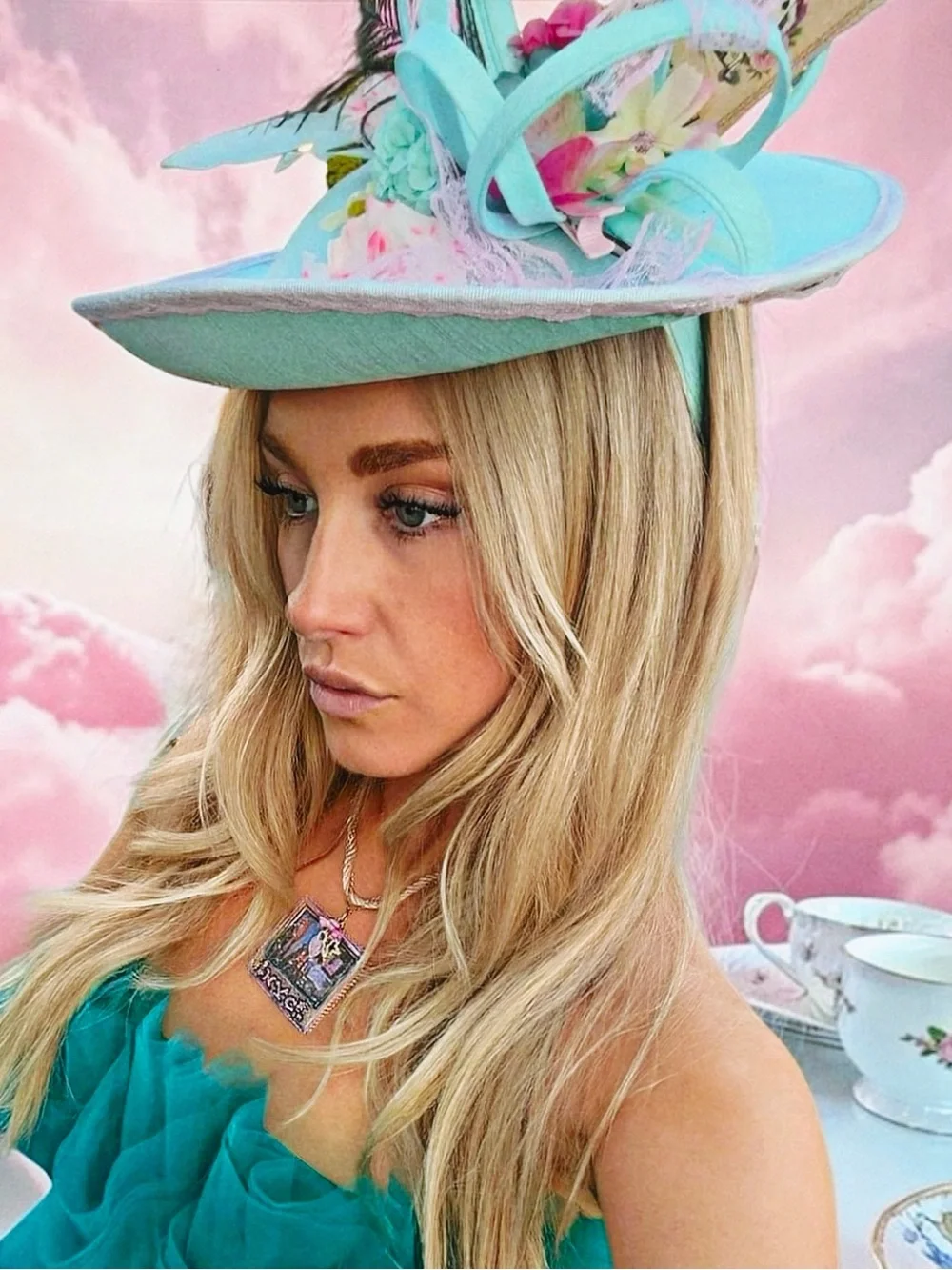 Aqua Feathered Fascinator Hat for Women - Elegant Event Headpiece